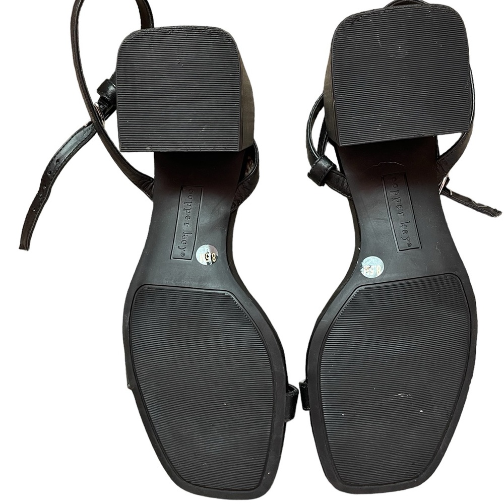Copper Key Black Wrap Around Sandals with Low Heel - Picture 3 of 4